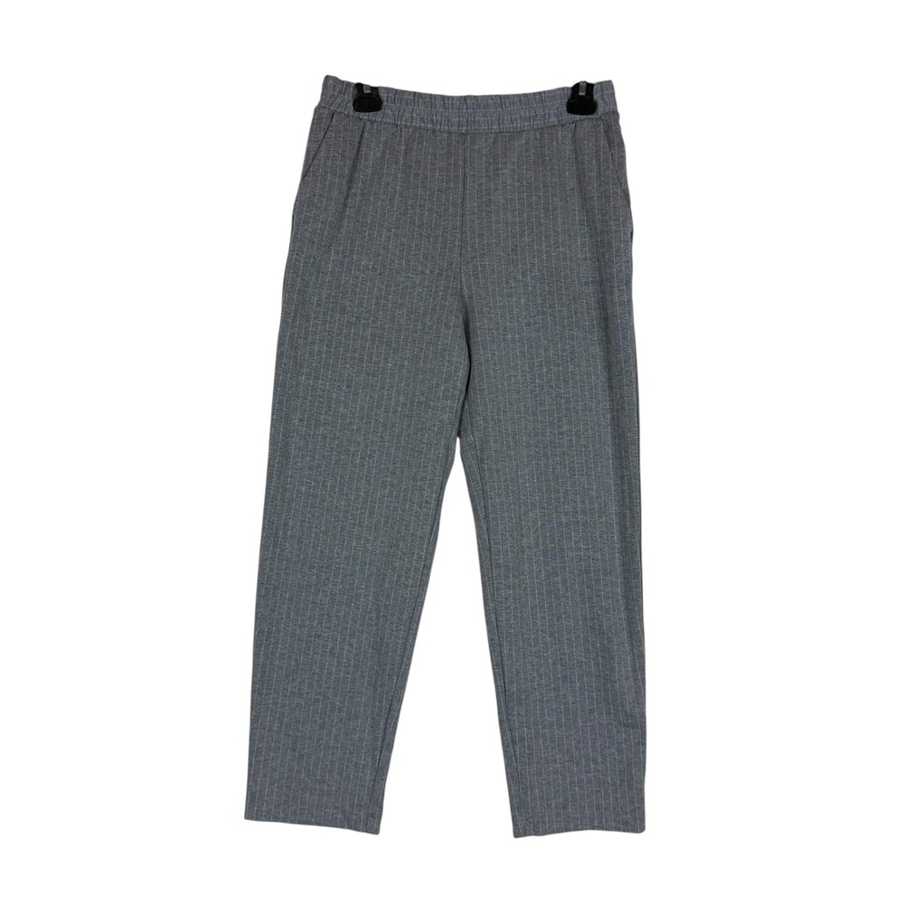 A New Day Pants Womens S Gray Pinstripe Ponte Tapered Pull On Stretch Ankle